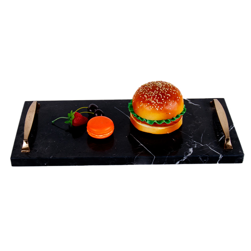 Marble Serving Tray With Gold Handles