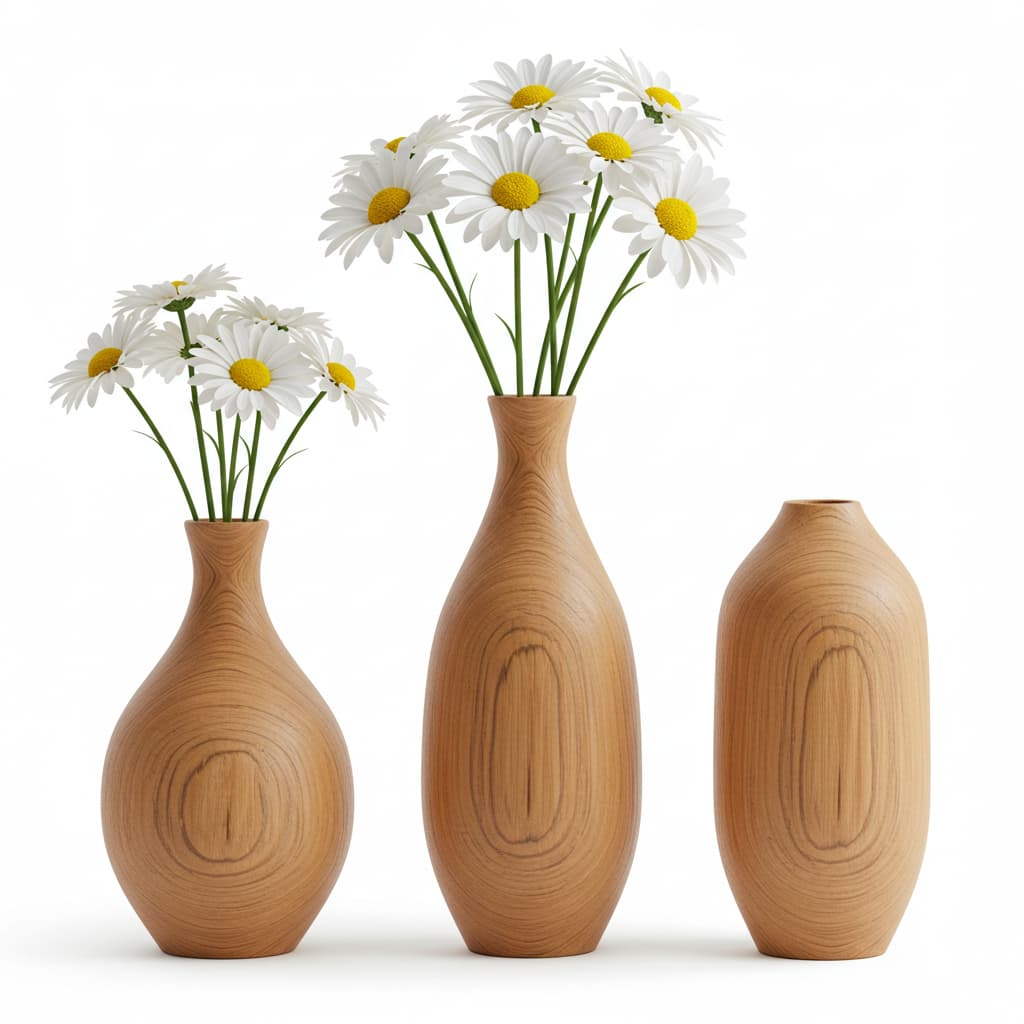 Long Wooden Vase Decor