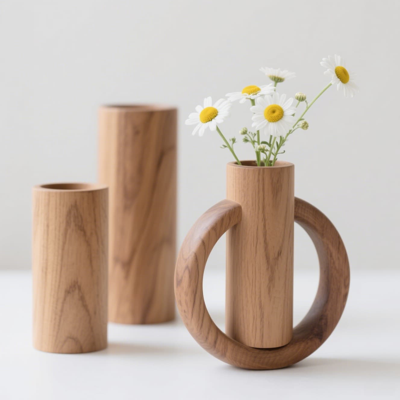 Wood Flower Vase Centerpiece