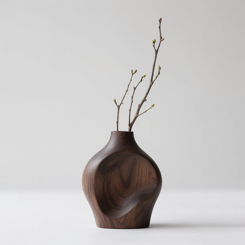 Natural Wood Flower Vase 