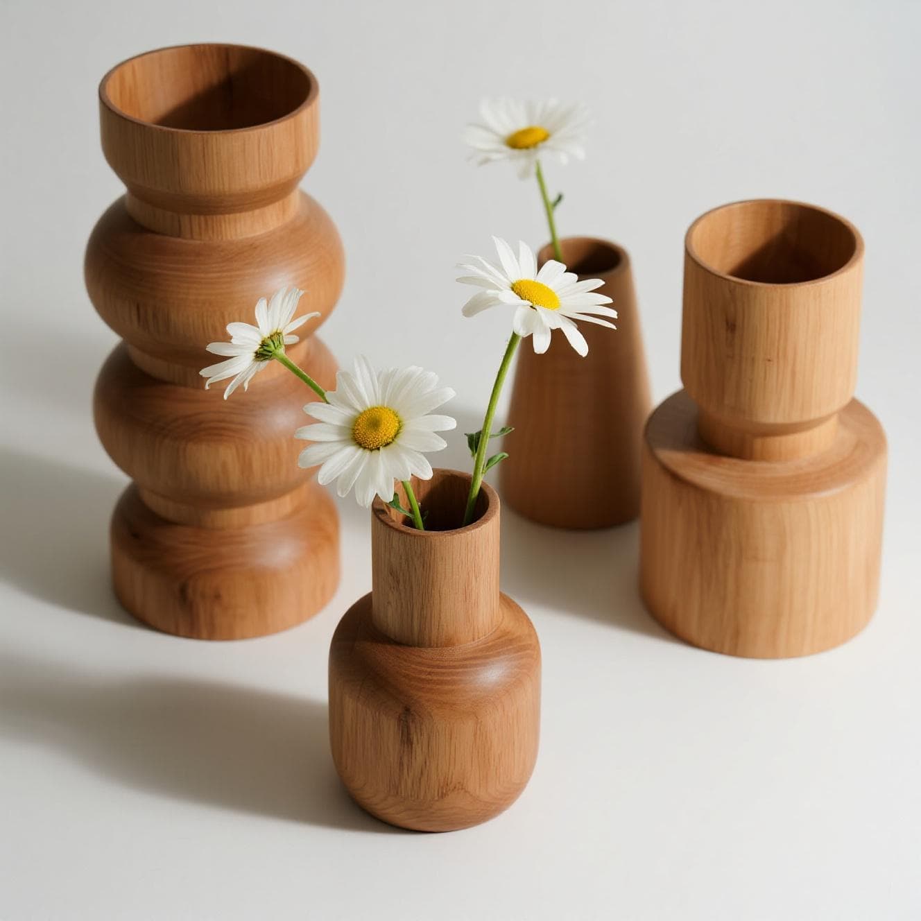 Geometric Wooden Flower Vase