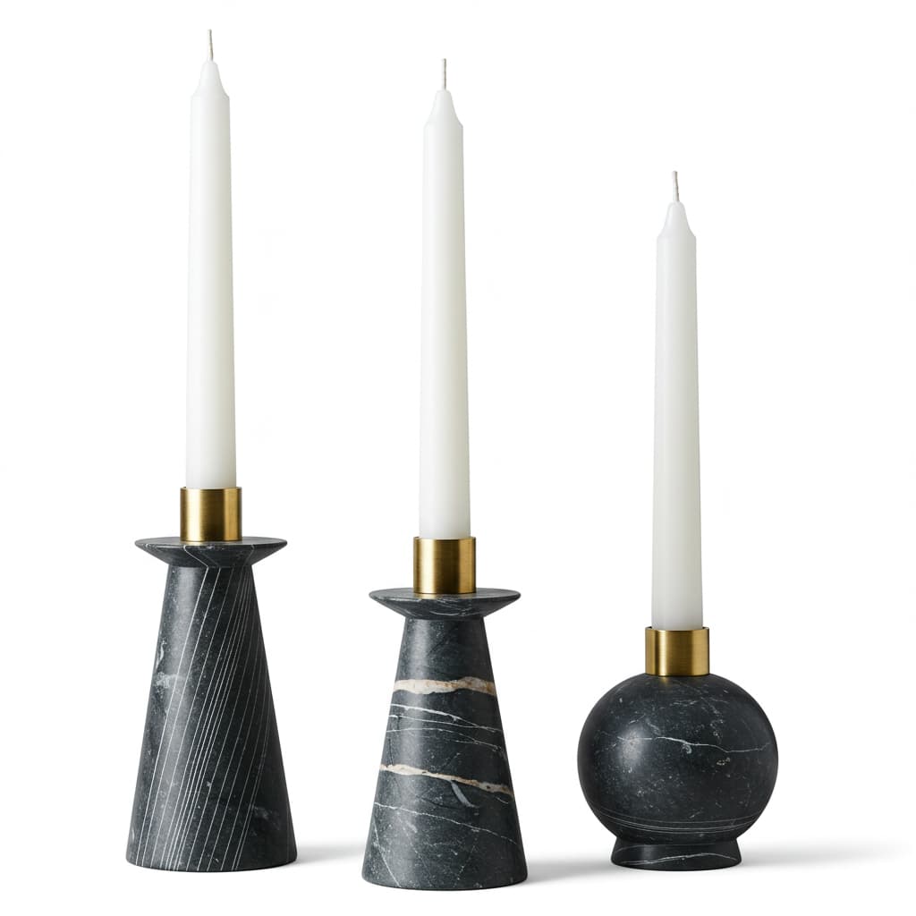 Marble Brass Candle Holder
