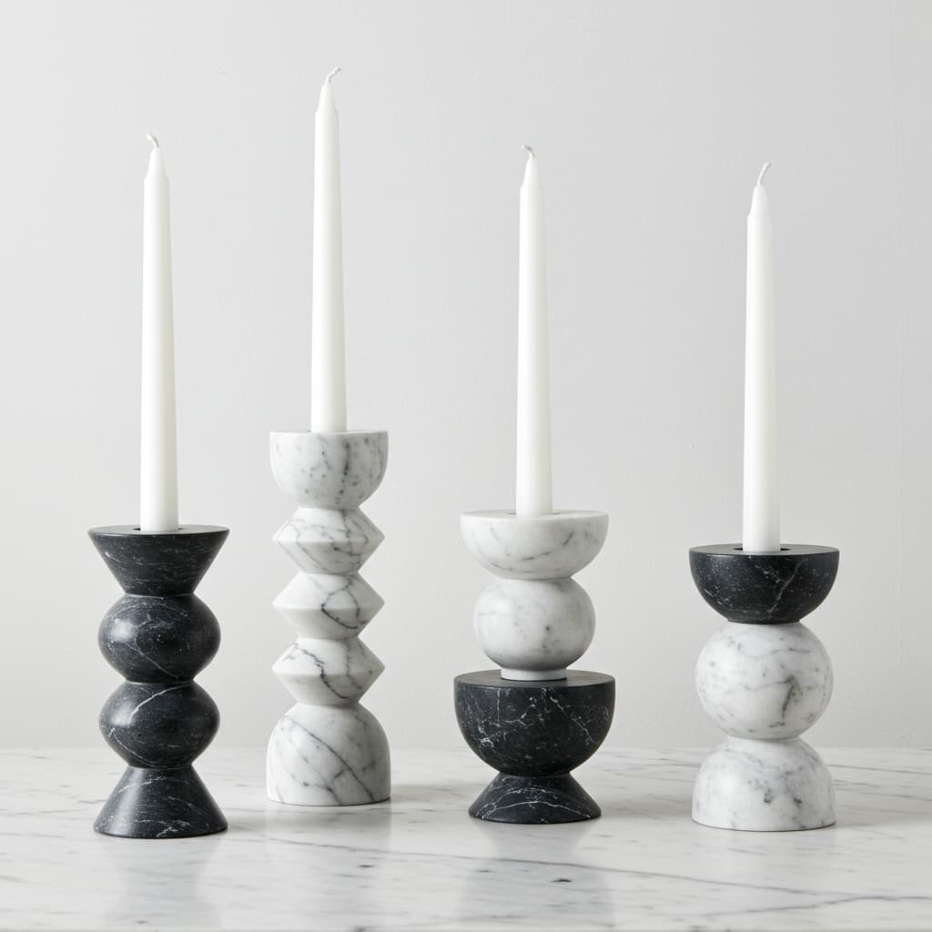 Grey Marble Candle Holder