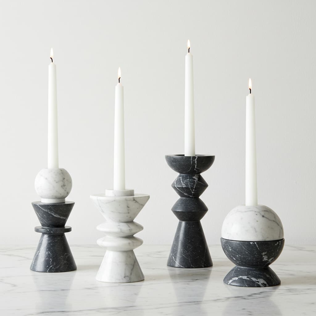Grey Marble Candle Holder Grey Marble Candle Holder
