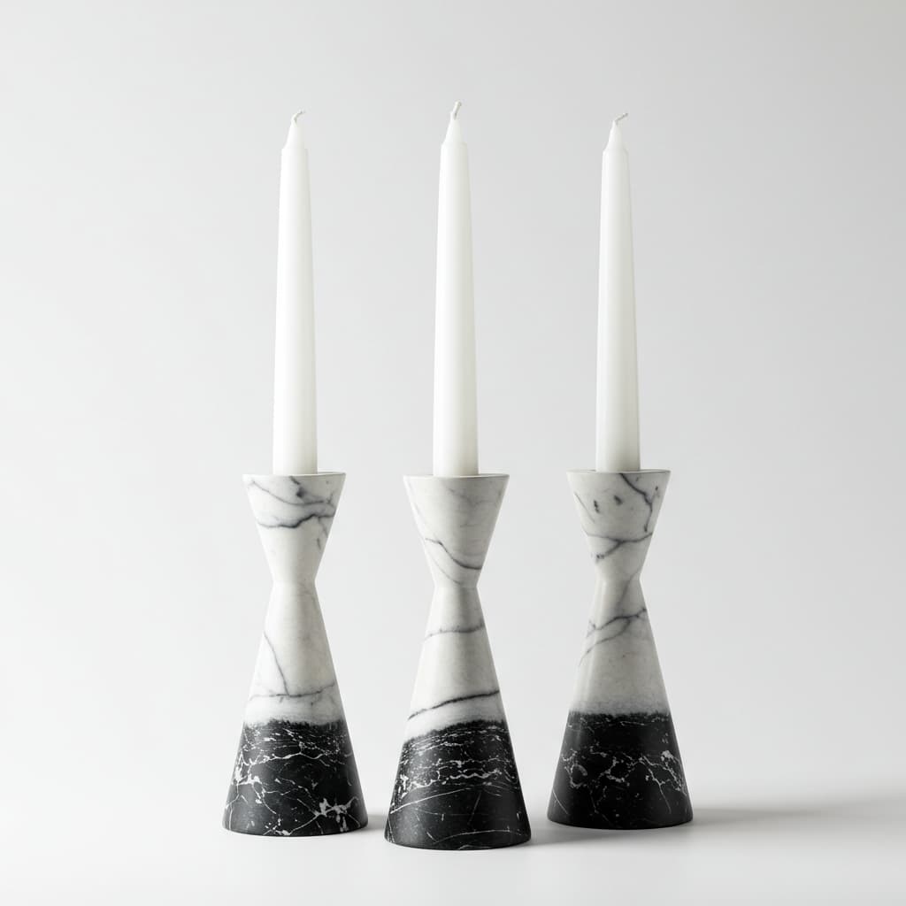 White Marble Candle Vessels