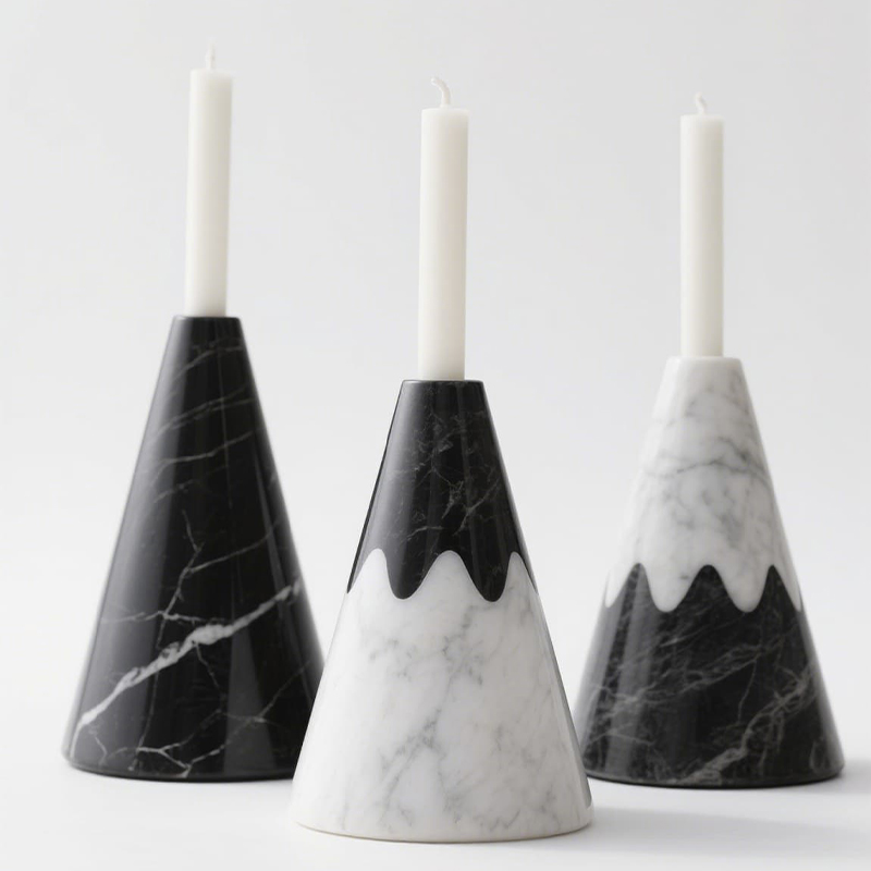 White Marble Taper Candle Holder White Marble Taper Candle Holder