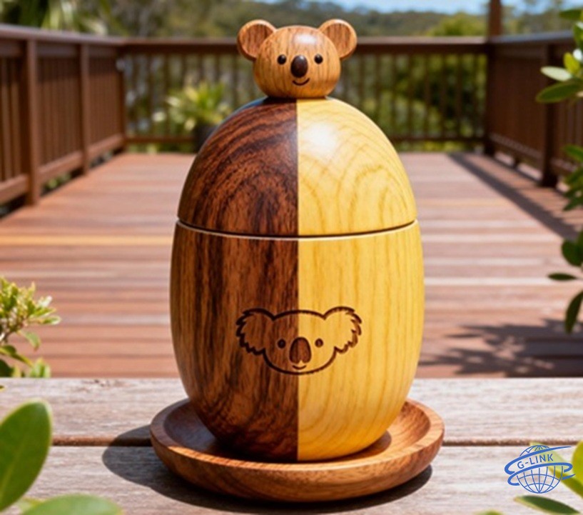 Tarro de especias de madera mezclada hecho a mano - Dos tonos